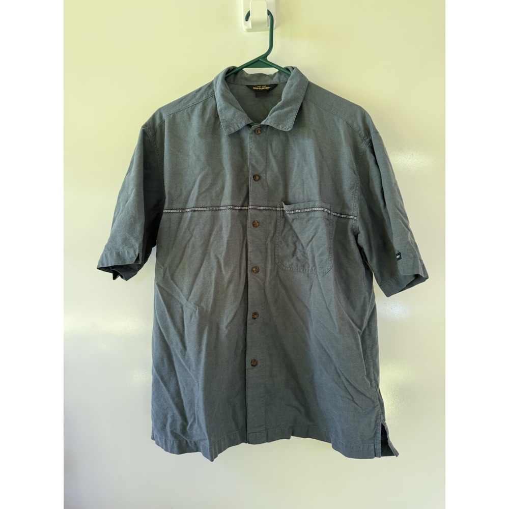 Vintage Woolrich Short Sleeve Button Up Blue Size Medium / See Measurements